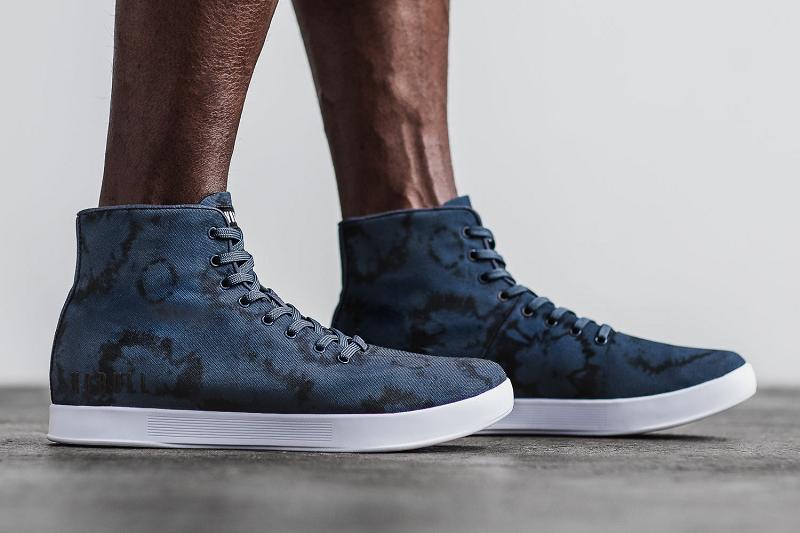 Navy Nobull High-Top Tie-Dye Canvas Men's Trainers | CA P1418J